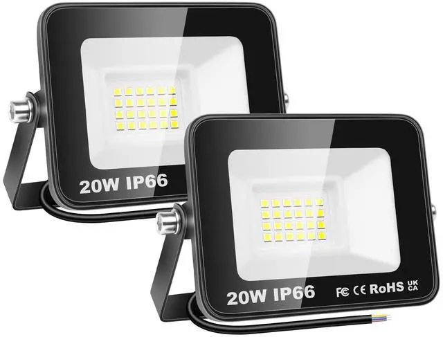 Main image of 2 Pack 20W LED Flood Light Outdoor, 2000LM Security Lights Outside Lamp, 6000K Daylight White, IP66 Waterproof LED Exterior Floodlights Lighting for Yard Garden Playground