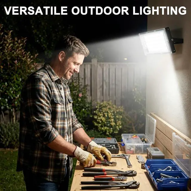 Alt view image 3 of 7 - 50W LED Flood Light Outdoor, 6000lm Bright Work Light 5000K Daylight White, IP66 Waterproof Security Light with 6FT Power Cord & Switch, 50 LEDs for Yard Garage Patio Basketball Court