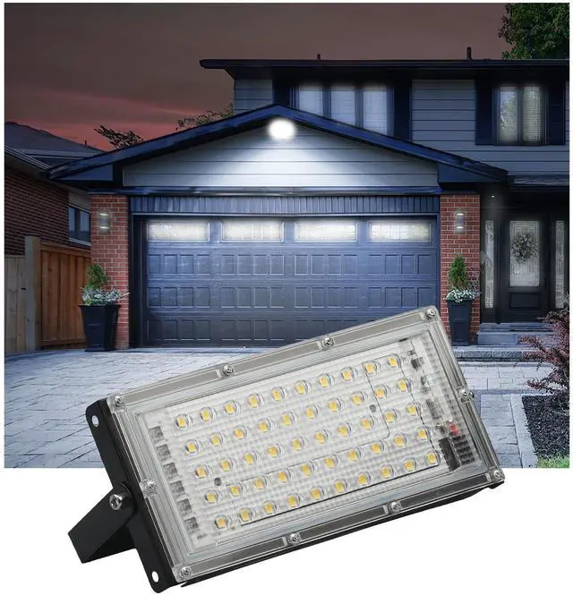 Main image of 50W LED Flood Light Outdoor, 6000lm Bright Work Light 5000K Daylight White, IP66 Waterproof Security Light with 6FT Power Cord & Switch, 50 LEDs for Yard Garage Patio Basketball Court
