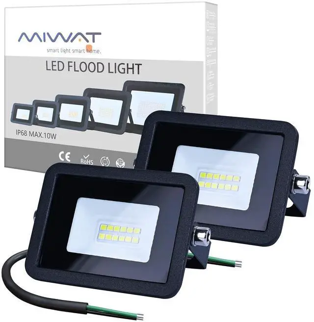 Main image of 110V 2 Pack 10W LED Flood Light,Cool White, IP68 Waterproof Super Bright Security Lights, Outdoor Floodlight for Yard, Garden, Playground, Basketball Court