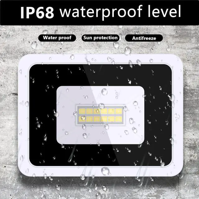 Alt view image 4 of 7 - 2 Pack White 110V 10W LED Flood Light,Cool White, IP68 Waterproof Super Bright Security Lights, Outdoor Floodlight for Yard, Garden, Playground, Basketball Court
