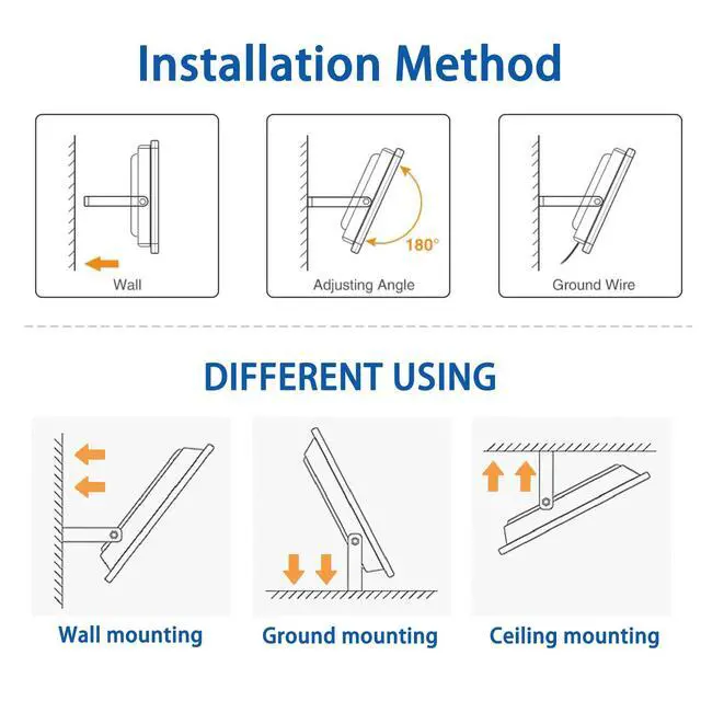 Alt view image 4 of 7 - Outdoor LED Flood Light, 10W 20W 30W 50W 100W Security Light IP66 Waterproof, 6000K for Warehouse, Parking Lot, Backyard, Facade Lighting