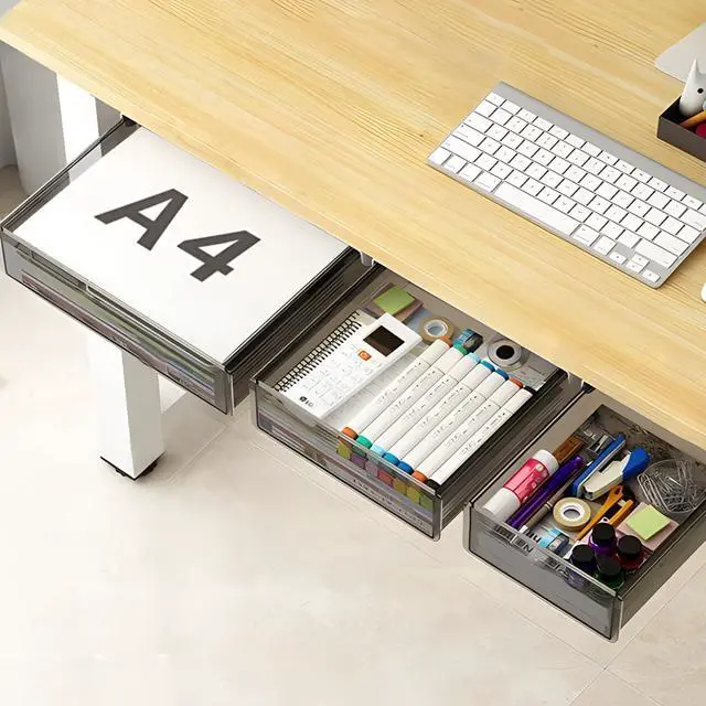 Main image of Under Desk Table Drawer Storage Organizer,3 Pack Large & Medium & Small Slide Out Desk Drawers - Hidden Desktop Organizer,Attachable Pencil Storage Tray Under Table(SML)