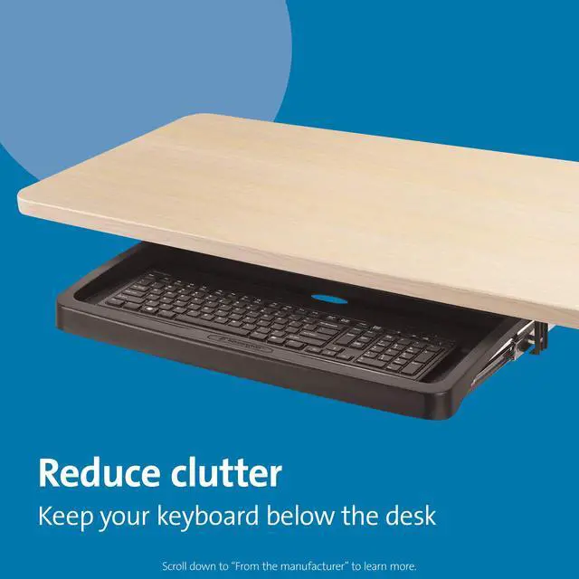 Alt view image 3 of 5 - Underdesk Basic Keyboard Drawer (K60009US) , Black