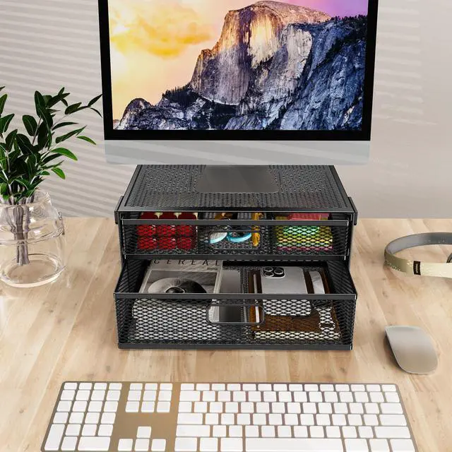 Alt view image 5 of 7 - Under Desk Drawer Organizer No Drilling 2 Slide Out Drawer Under Desk Storage Drawer Clamp On Under Desk Management Drawer Organizer Suitable for Home and Office