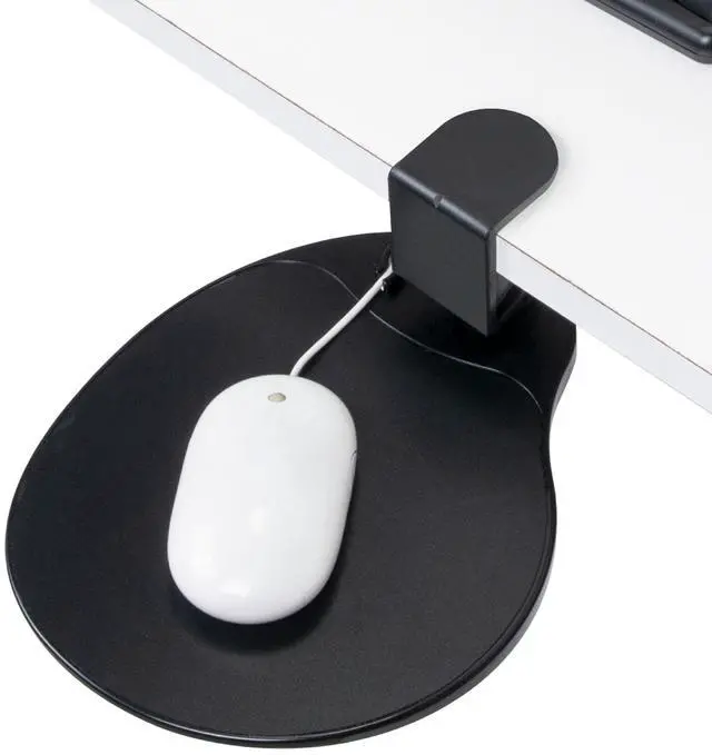 Main image of Clamp-On Under Desk Mouse Tray, 360° Swivel Ergonomic Platform with Cable Organizer, Smooth Glide Surface for Gaming or Office, Fits Desks 0.5"-1.5" Thick, Tool-Free Install, TAA-Compliant