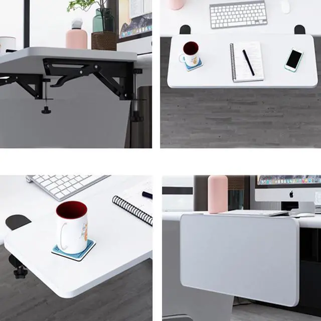 Alt view image 6 of 7 - Under Desk Keyboard Tray Support Bracket Adjustable Desktop Extension Board Stand Clamp-on Keyboard Holder Arm Rest Tray Extension Plate Support Rack for Desk, NO Board/Tray, 1 Set (Style02)
