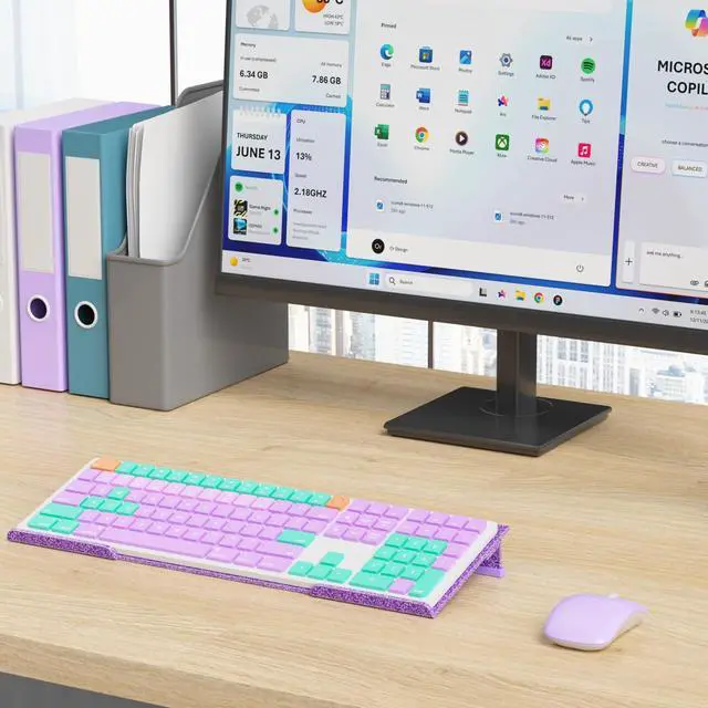 Alt view image 2 of 7 - Computer Keyboard Stand for Desktop - 6-Level Height Adjustable Acrylic Keyboard Riser Non-Slip Ergonomic Key Board Tray Holder for Home School Office Desk Accessories, Sparkling Purple