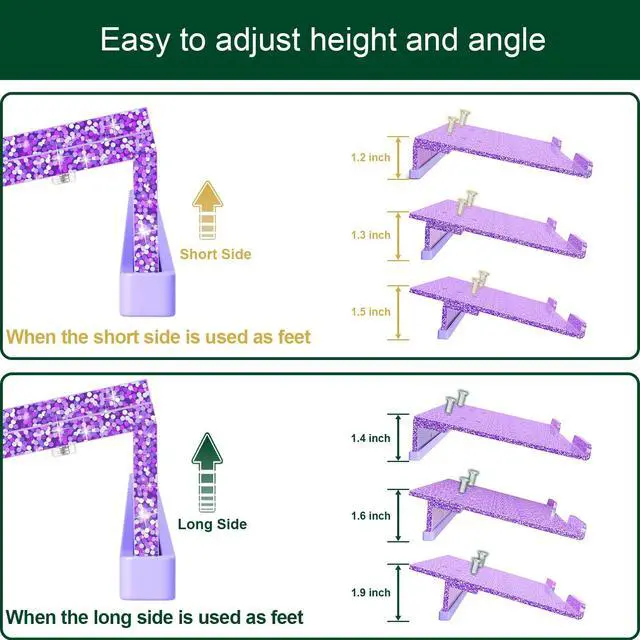 Alt view image 5 of 7 - Computer Keyboard Stand for Desktop - 6-Level Height Adjustable Acrylic Keyboard Riser Non-Slip Ergonomic Key Board Tray Holder for Home School Office Desk Accessories, Sparkling Purple