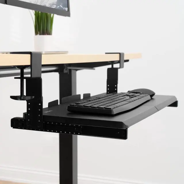 Alt view image 4 of 7 - Steel Height Adjustment Kit Brackets for Computer Keyboard and Mouse Trays, Fits MOUNT-KB05A, MOUNT-KB05D, MOUNT-KB05E, and More, Black, MOUNT-KB5SP