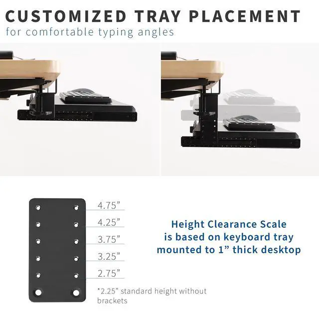 Alt view image 5 of 7 - Steel Height Adjustment Kit Brackets for Computer Keyboard and Mouse Trays, Fits MOUNT-KB05A, MOUNT-KB05D, MOUNT-KB05E, and More, Black, MOUNT-KB5SP
