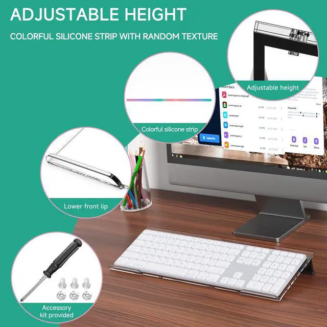 Alt view image 4 of 7 - Ergonomic Computer Keyboard Stand - Adjustable Keyboard Riser Tilt Clear and Black Acrylic Keyboard Tray Non-Slip Elevated Typing Key Board Holder Lift for Home Office Desk Accessories