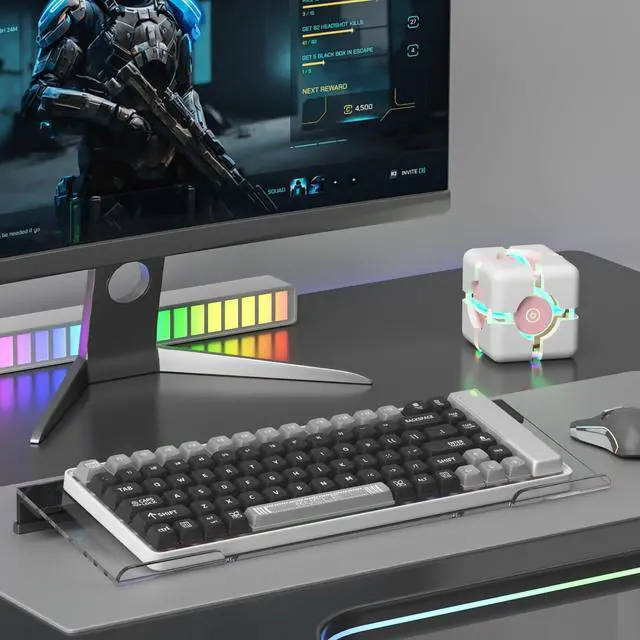 Alt view image 6 of 7 - Ergonomic Computer Keyboard Stand - Adjustable Keyboard Riser Tilt Clear and Black Acrylic Keyboard Tray Non-Slip Elevated Typing Key Board Holder Lift for Home Office Desk Accessories