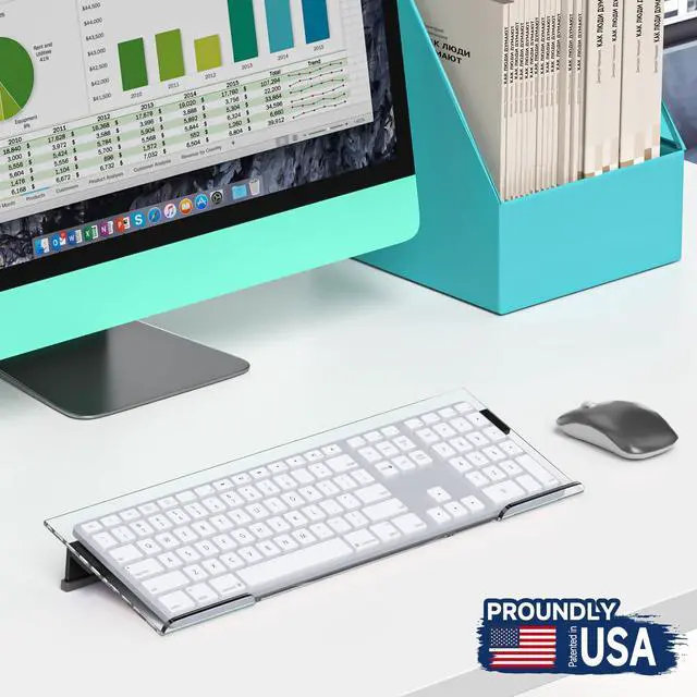 Alt view image 7 of 7 - Ergonomic Computer Keyboard Stand - Adjustable Keyboard Riser Tilt Clear and Black Acrylic Keyboard Tray Non-Slip Elevated Typing Key Board Holder Lift for Home Office Desk Accessories