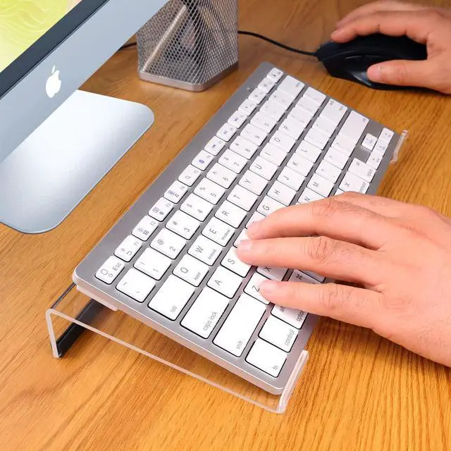 Alt view image 6 of 7 - Small Computer Keyboard Stand, 11.8 x 5.1 Inch- Keyboard Tray for 78 Keys Keyboard, Acrylic Keyboard Riser Lift for Desk, keyboard Holder for Mini Computer Keyboard & Apple Magic Keyboard -Clear