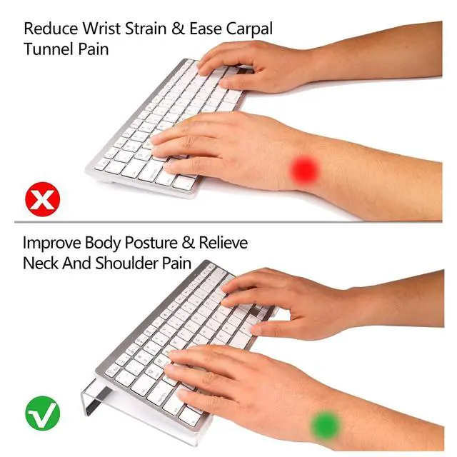 Alt view image 4 of 7 - Small Computer Keyboard Stand, 11.8 x 5.1 Inch- Keyboard Tray for 78 Keys Keyboard, Acrylic Keyboard Riser Lift for Desk, keyboard Holder for Mini Computer Keyboard & Apple Magic Keyboard -Clear