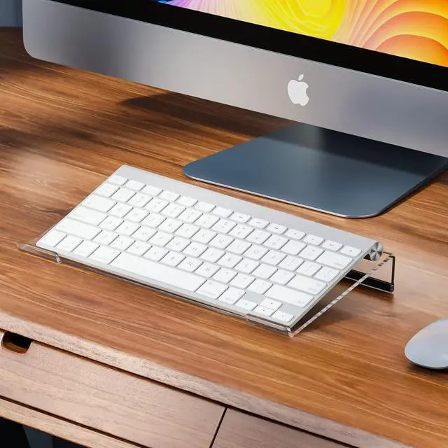 Alt view image 7 of 7 - Small Computer Keyboard Stand, 11.8 x 5.1 Inch- Keyboard Tray for 78 Keys Keyboard, Acrylic Keyboard Riser Lift for Desk, keyboard Holder for Mini Computer Keyboard & Apple Magic Keyboard -Clear