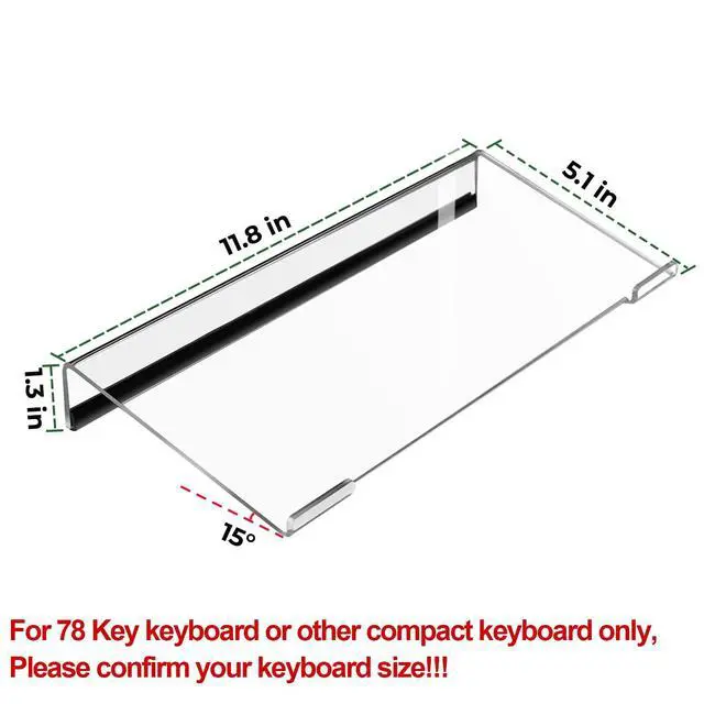 Alt view image 2 of 7 - Small Computer Keyboard Stand, 11.8 x 5.1 Inch- Keyboard Tray for 78 Keys Keyboard, Acrylic Keyboard Riser Lift for Desk, keyboard Holder for Mini Computer Keyboard & Apple Magic Keyboard -Clear