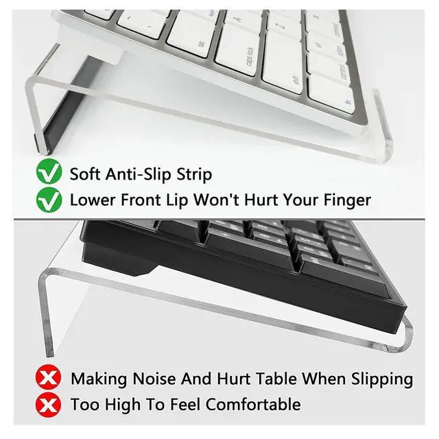 Alt view image 5 of 7 - Small Computer Keyboard Stand, 11.8 x 5.1 Inch- Keyboard Tray for 78 Keys Keyboard, Acrylic Keyboard Riser Lift for Desk, keyboard Holder for Mini Computer Keyboard & Apple Magic Keyboard -Clear