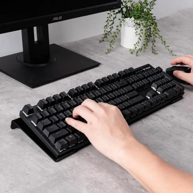 Alt view image 5 of 6 - Black Acrylic Tilted Computer Keyboard Holder for Ergonomic Typing