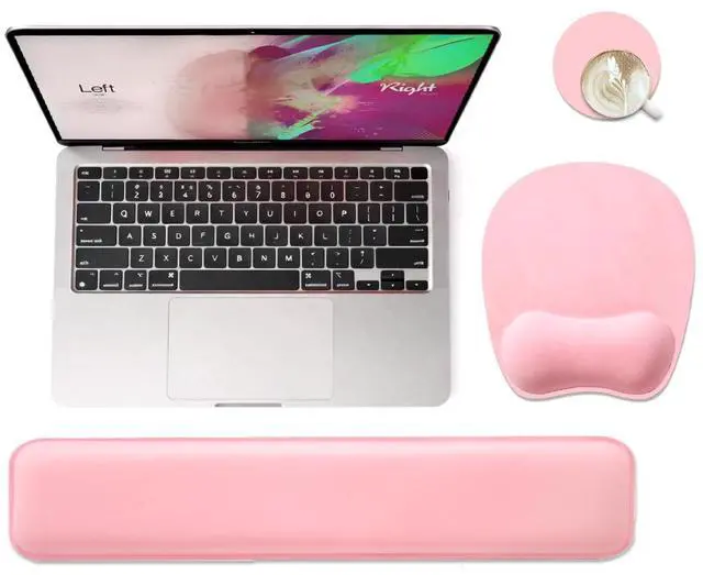 Main image of Memory Foam Set Wrist Rest Pad & Mouse Wrist Rest Support,Ergonomic Design for Office,Home,Laptop,Desktop Computer,Gaming Keyboard - Pink