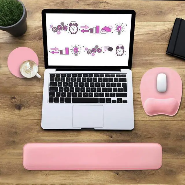 Alt view image 6 of 7 - Memory Foam Set Wrist Rest Pad & Mouse Wrist Rest Support,Ergonomic Design for Office,Home,Laptop,Desktop Computer,Gaming Keyboard - Pink