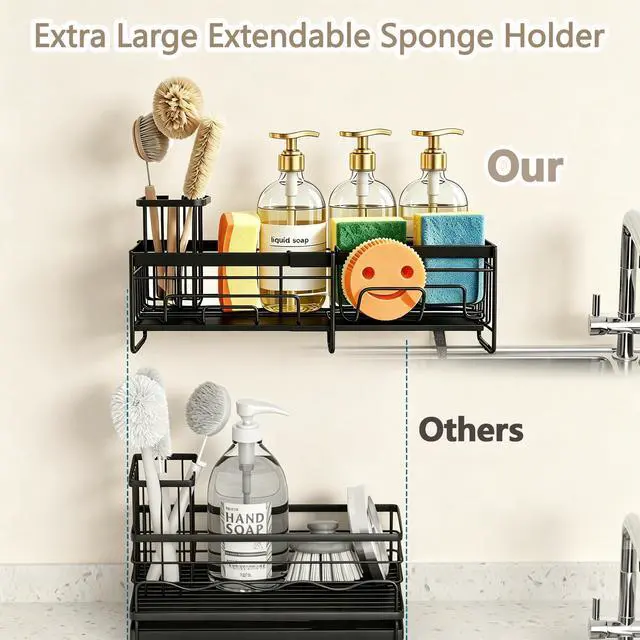 Alt view image 2 of 6 - Extendable Sponge Holder for Kitchen Sink Extra Large Sink Caddy