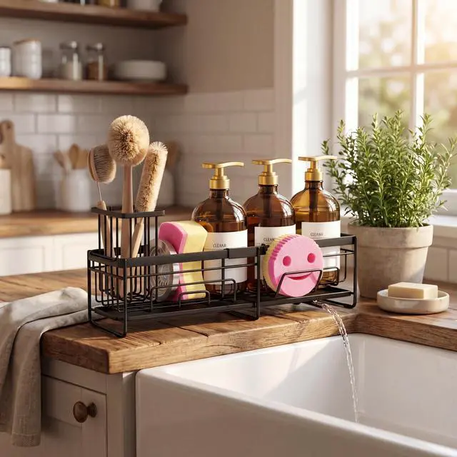 Alt view image 6 of 6 - Extendable Sponge Holder for Kitchen Sink Extra Large Sink Caddy