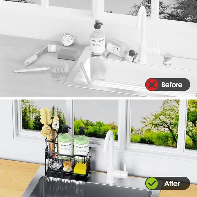 Alt view image 6 of 7 - 2-Tier Rustproof Sponge Holder for Kitchen Sink, Black