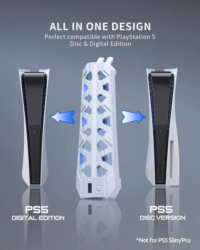 Alt view image 7 of 7 - PS5 Cooling Fan (Not for Slim/Pro) High-Efficiency Cooler with USB3.0