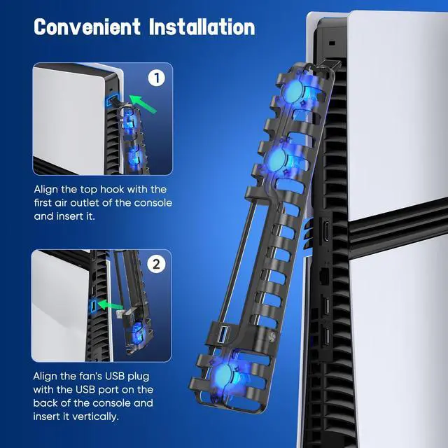 Alt view image 6 of 7 - Cooling Fan wih LED Light for PS5 Slim/Pro Disc/Digital Console