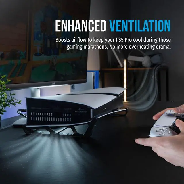 Alt view image 4 of 7 - Skates - Horizontal Stand For PS5 Pro Compatible with Disc & Digital Edition (Black)