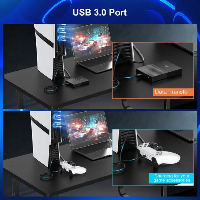 Alt view image 6 of 7 - Cooling Fan for PS5 Pro,Upgraded Quiet Cooler Fan,Auto On/Off Cooling Accessories with Adjustable Speed,LED Light,USB 3.0 Port for PlayStation 5 Pro Disc/Digital (Not for PS5/PS5 Slim)