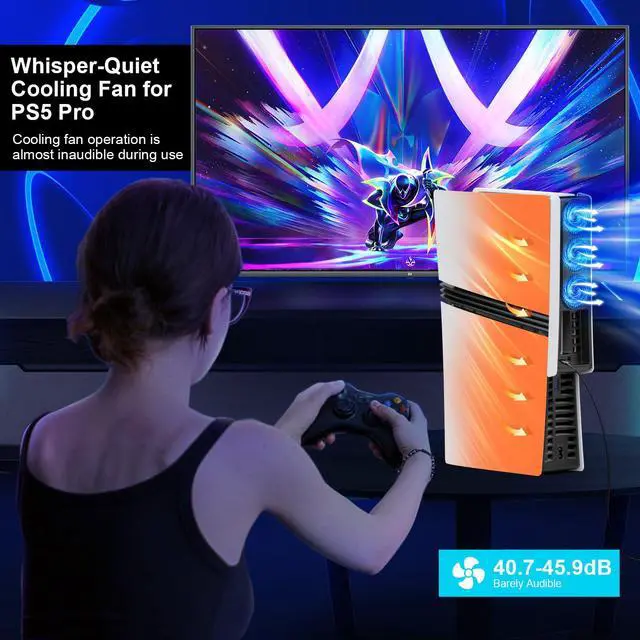 Alt view image 7 of 7 - Cooling Fan for PS5 Pro,Upgraded Quiet Cooler Fan,Auto On/Off Cooling Accessories with Adjustable Speed,LED Light,USB 3.0 Port for PlayStation 5 Pro Disc/Digital (Not for PS5/PS5 Slim)