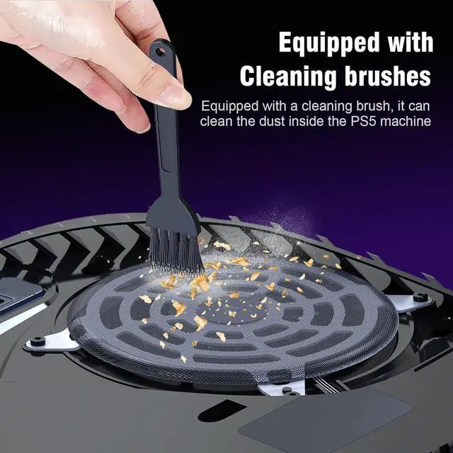 Alt view image 4 of 6 - PS5 Metal Cooler Cover and Dust Cover Kit | Includes Cleaning Brush |Seven Dust Plugs and Four Fan Dust Filters |Compatible with PS5 Pro, Slim Digital Edition, and Disc Drive Edition(Silver)