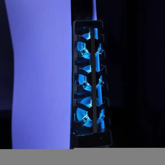 Alt view image 6 of 7 - Cooling Fan for Original PS5 Console Only, 3-Fan External Cooler with USB Charging Port, Quiet Plug & Play Cooling System, Blue LED Indicator, for PS5 Disc & Digital Edition
