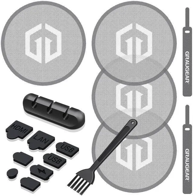 Main image of PS5 Dust Filter Kit, Fine Mesh Dust Proof Cover for PS5 Console Cooling Fan with 92% Airflow Rate, Anti-Dust Silicone Plugs Set, Bonus Cable Holder & Ties
