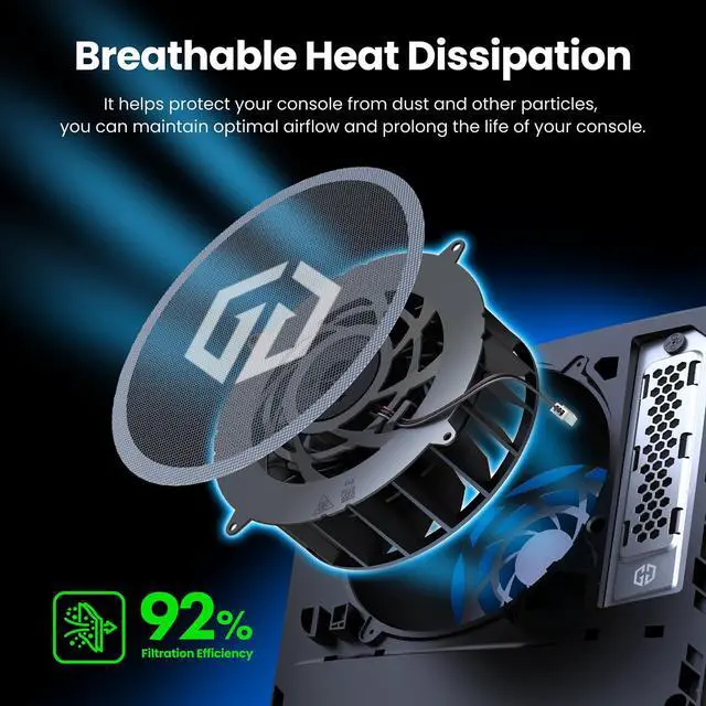 Alt view image 2 of 7 - PS5 Dust Filter Kit, Fine Mesh Dust Proof Cover for PS5 Console Cooling Fan with 92% Airflow Rate, Anti-Dust Silicone Plugs Set, Bonus Cable Holder & Ties