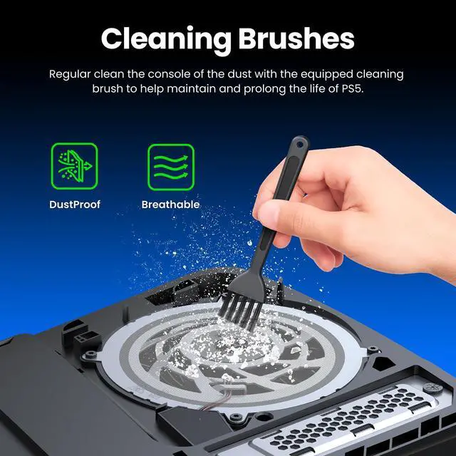 Alt view image 6 of 7 - PS5 Dust Filter Kit, Fine Mesh Dust Proof Cover for PS5 Console Cooling Fan with 92% Airflow Rate, Anti-Dust Silicone Plugs Set, Bonus Cable Holder & Ties