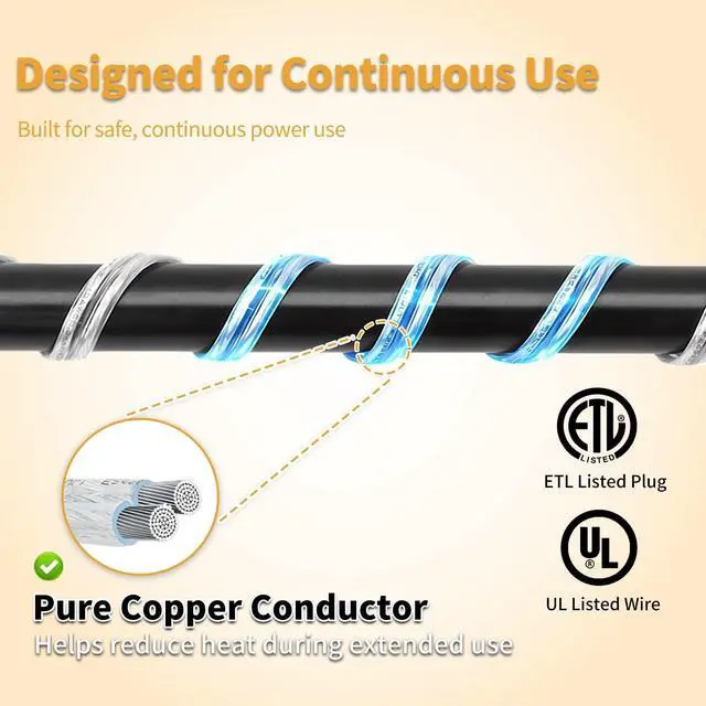 Alt view image 3 of 7 - 2 Pack Clear Extension Cord with UL-Certified, 10 Feet Male to Female Extension Cords, 2 Prong Extension Cord, Power Cable for Light Fixtures, 2 x 18AWG 7A/150V Power Extension Cord