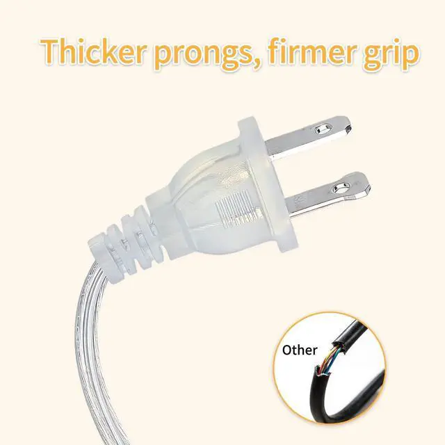 Alt view image 4 of 7 - 2 Pack Clear Extension Cord with UL-Certified, 10 Feet Male to Female Extension Cords, 2 Prong Extension Cord, Power Cable for Light Fixtures, 2 x 18AWG 7A/150V Power Extension Cord