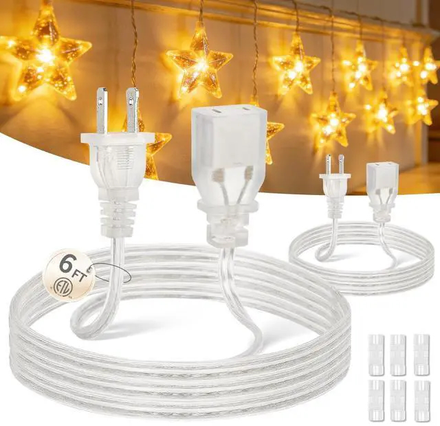 Main image of Clear Extension Cord, 6FT, 2 Pack for Discreet Indoor Routing