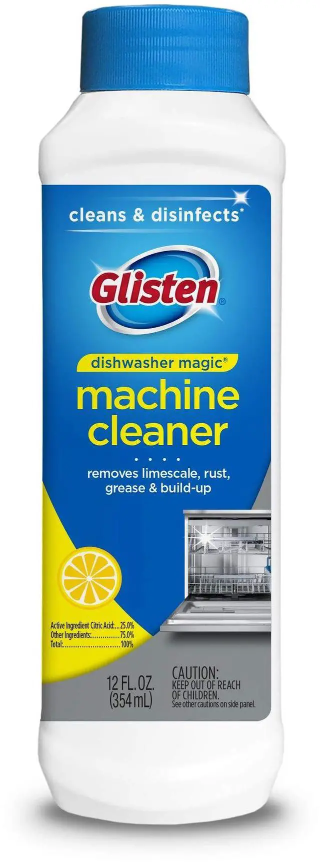 Main image of Glisten Dishwasher Magic Disinfectant & Cleaner Lemon 12 Oz