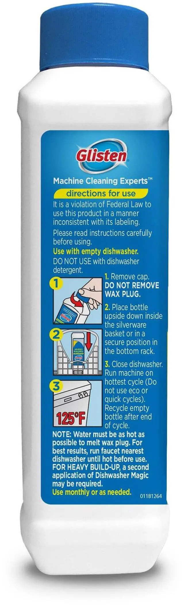 Alt view image 3 of 7 - Glisten Dishwasher Magic Disinfectant & Cleaner Lemon 12 Oz