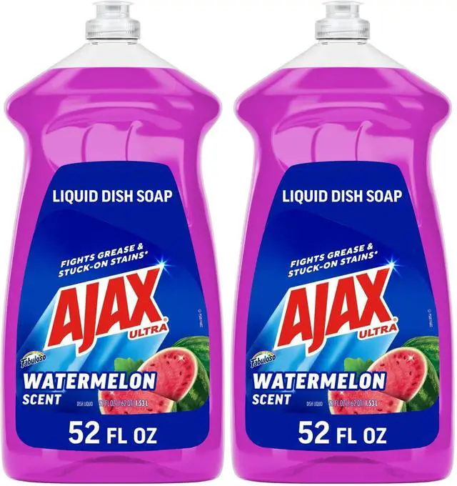 Main image of Ultra Liquid Dish Soap with Fabuloso Watermelon Scent, Fights Grease and Stuck-On Stains, Deep Cleaning Action, Mess-Free, Easy-Flip Cap, 52 fl oz Bottle (Pack of 2)