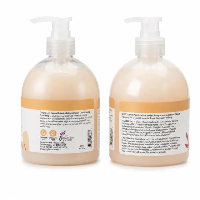 Alt view image 2 of 7 - Botanicals Hand Soap, 16.9oz, Coco Mango | 100% Vegan & Cruelty-Free | Conditioning Liquid Hand Wash for All Skin Types