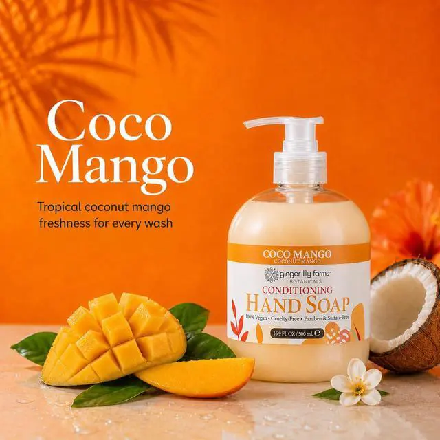 Alt view image 3 of 7 - Botanicals Hand Soap, 16.9oz, Coco Mango | 100% Vegan & Cruelty-Free | Conditioning Liquid Hand Wash for All Skin Types