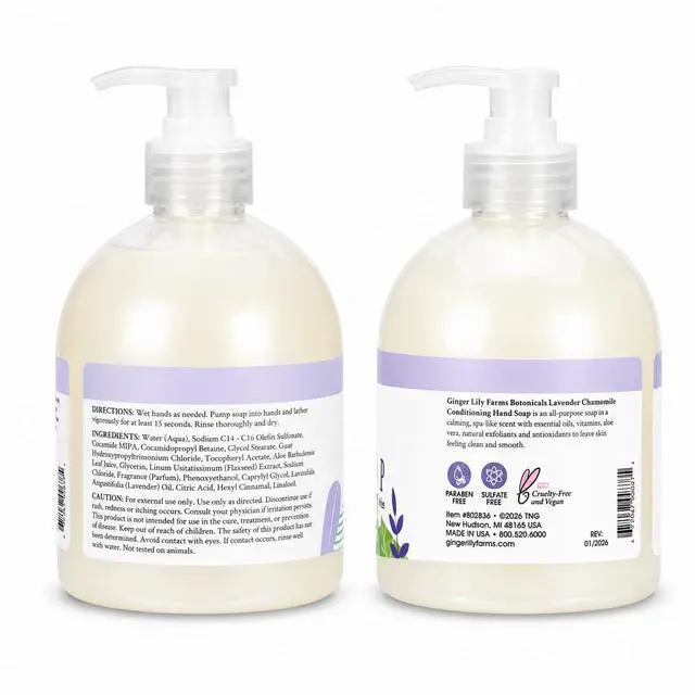 Alt view image 2 of 7 - Botanicals Hand Soap, 16.9oz, Lavender Chamomile | 100% Vegan & Cruelty-Free | Conditioning Liquid Hand Wash for All Skin Types