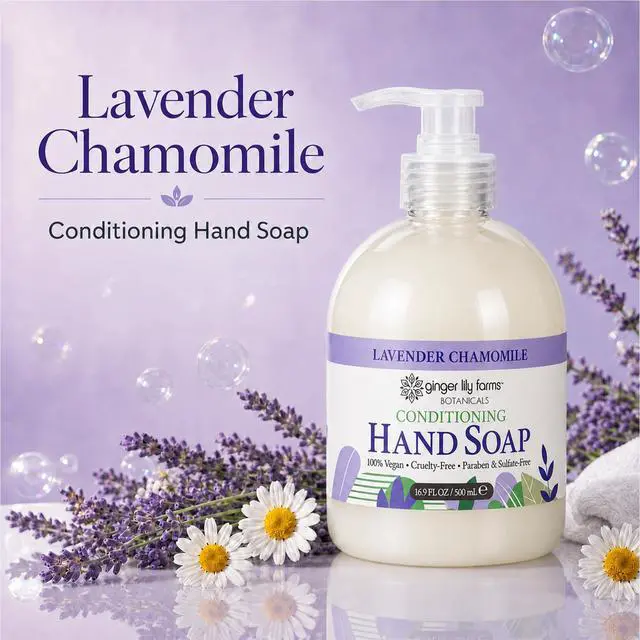 Alt view image 3 of 7 - Botanicals Hand Soap, 16.9oz, Lavender Chamomile | 100% Vegan & Cruelty-Free | Conditioning Liquid Hand Wash for All Skin Types
