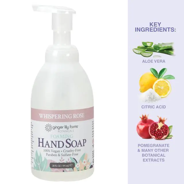 Alt view image 5 of 6 - Botanicals Foaming Hand Soap, 20oz, Whispering Rose | 100% Vegan & Cruelty-Free | All-Purpose Hand Wash for All Skin Types